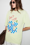NITZA Kadın %100 Pamuk Oversize Bisiklet Yaka Mint Yeşil T-Shirt