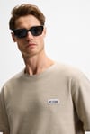 NOIR Erkek%100 Organik Pamuk  Bisiklet Yaka Kısa Kol Regular Bej T-Shirt