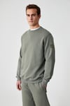 OLLIE Erkek Bisiklet Yaka Regular Uzun Kollu Nakış Detaylı Haki Sweatshirt