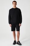 OLLIE Erkek Bisiklet Yaka Regular Uzun Kollu Nakış Detaylı Siyah Sweatshirt