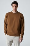 OLLIE Erkek Bisiklet Yaka Regular Uzun Kollu Nakış Detaylı Koyu Kahverengi Sweatshirt