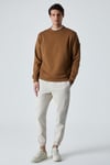 OLLIE Erkek Bisiklet Yaka Regular Uzun Kollu Nakış Detaylı Koyu Kahverengi Sweatshirt