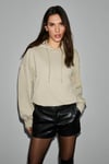 OLVERA Kadın Kapüşonlu Etek Ucu Balon Oversize Açık Haki Sweatshirt