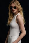 ORIGINEL Kadın Yumuşak Ve Esnek Kumaşlı Omuzu Düğümlü Slim Fit Ekru T-Shirt