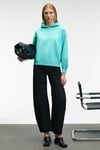 ORINQUE Kadın Kapüşonlu Baskı Ve Nakış Detaylı Oversize Turkuaz Sweatshirt
