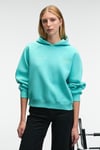 ORINQUE Kadın Kapüşonlu Baskı Ve Nakış Detaylı Oversize Turkuaz Sweatshirt