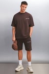 PASTO Erkek Comfort Fit Polarsız Nakışlı Kısa Kollu Kahverengi T-Shirt