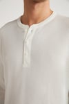 PATRICK Erkek Triko Waffle Özel Dokulu Kalın Premium Kumaşlı Düğme Detaylı Beyaz T-Shirt