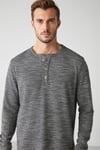 PATRICK Erkek Triko Waffle Özel Dokulu Kalın Premium Kumaşlı Düğme Detaylı Grimelanj T-Shirt
