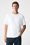 PELTZ Erkek Relaxed Bisiklet Yaka Kısa Kollu Beyaz T-Shirt