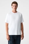 PELTZ Erkek Relaxed Bisiklet Yaka Kısa Kollu Beyaz T-Shirt