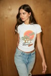 PETROVAC Kadın Yumuşak Ve Esnek Kumaşlı Baskı Ve Pul Desenli Beyaz T-Shirt