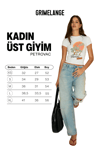 PETROVAC Kadın Yumuşak Ve Esnek Kumaşlı Baskı Ve Pul Desenli Beyaz T-Shirt