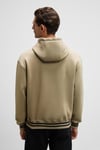 PHANTOSEAS Erkek Kapüşonlu Önü Nakışlı Etek Ve Kol Triko Detaylı Vizon Sweatshirt