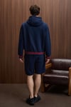 PHANTOSEAS Erkek Kapüşonlu Önü Nakışlı Etek Ve Kol Triko Detaylı Lacivert Sweatshirt