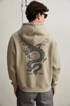 PLAIN Erkek Organik Pamuklu İçi Polarlı Kangru Cepli Bakılı Rwgular Taş Rengi Sweatshirt