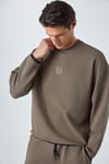 PLEMON Erkek Bisiklet Yaka Uzun Kol Baskı Detaylı Oversize Koyu Kahverengi Sweatshirt