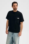 POCKET Erkek %100 Organik Pamuklu Dokuma Cepli Etiket Detaylı Siyah T-Shirt