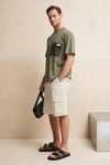 POCKET Erkek %100 Organik Pamuklu Dokuma Cepli Etiket Detaylı Haki T-Shirt
