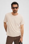 POREC Erkek %100 Organik Pamuklu Yuvarlak Yakalı Regular Fit Taş Rengi T-Shirt