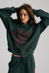 POSSIBILITY Kadın Nakışlı Baskılı Kapüşonlu Yeşil Sweatshirt
