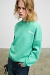 PRIENCE Kadın Yumuşak Kumaşlı Baskılı Ve Havlu Patchlı Yuvarlak Yaka Yeşil Sweatshirt