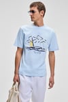 PROVENCE Erkek Bisiklet Yaka %100 Organik Pamuklu Regular Fit Mavi T-Shirt