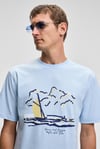 PROVENCE Erkek Bisiklet Yaka %100 Organik Pamuklu Regular Fit Mavi T-Shirt