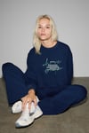 QERKS Kadın Baskı Detaylı Oversize Lacivert Sweatshirt