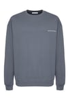 Raırok Erkek İçi Polarlı Comfort Bej Oversize Nakışlı Koyu Gri Sweatshirt