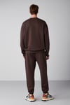 Raırok Erkek İçi Polarlı Comfort Bej Oversize Nakışlı Kahverengi Sweatshirt