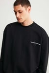 Raırok Erkek İçi Polarlı Comfort Bej Oversize Nakışlı Siyah Sweatshirt