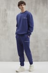 Raırok Erkek İçi Polarlı Comfort Bej Oversize Nakışlı Lacivert Sweatshirt