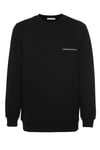 Raırok Erkek İçi Polarlı Comfort Bej Oversize Nakışlı Siyah Sweatshirt