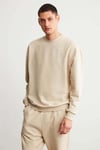 Raırok Erkek İçi Polarlı Comfort Bej Oversize Nakışlı Bej Sweatshirt