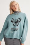 RAKETI  Relaxed Yeşil Tekli Sweatshirt