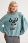 RAKETI  Relaxed Yeşil Tekli Sweatshirt
