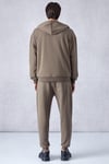 RALF Erkek Kapüşonlu Uzun Kol Baskı Detaylı Fermuarlı Oversize Koyu Kahverengi Sweatshirt