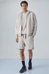 RALF Erkek Kapüşonlu Uzun Kol Baskı Detaylı Fermuarlı Oversize Açık Gri Sweatshirt