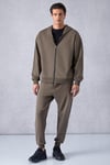 RALF Erkek Kapüşonlu Uzun Kol Baskı Detaylı Fermuarlı Oversize Koyu Kahverengi Sweatshirt