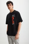 RAMADANP008 Erkek  %100 Pamuk Baskılı Siyah T-Shirt