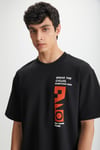 RAMADANP008 Erkek  %100 Pamuk Baskılı Siyah T-Shirt
