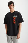 RAMADANP008 Erkek  %100 Pamuk Baskılı Siyah T-Shirt