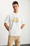 RAMADANP008 Erkek %100 Pamuk Baskılı Ekru T-Shirt