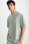RAMADANP011 Erkek 100% Pamuk Waffle Baskılı Mint Yeşil T-Shirt