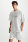 RAMADANP011 Erkek 100% Pamuk Waffle Baskılı Ekru T-Shirt