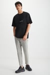 RAMADANP013 Erkek %100Pamuk Bisiklet Yaka Baskılı Siyah T-Shirt