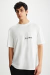 RAMADANP013 Erkek %100Pamuk Bisiklet Yaka Baskılı Ekru T-Shirt
