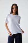 REMSOS Kadın Oversize Bisiklet Yaka Kısa Kol Beyaz T-Shirt