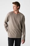RENEW Erkek Organik Pamuklu Bisiklet Yaka Yarım Patlı Düğmeli Regular Vizon Sweatshirt